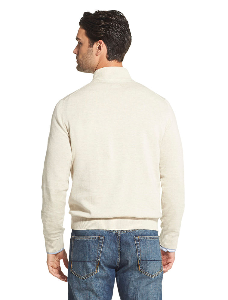 Suéter Tricot Meio Zíper Regular Masculino Areia Izod