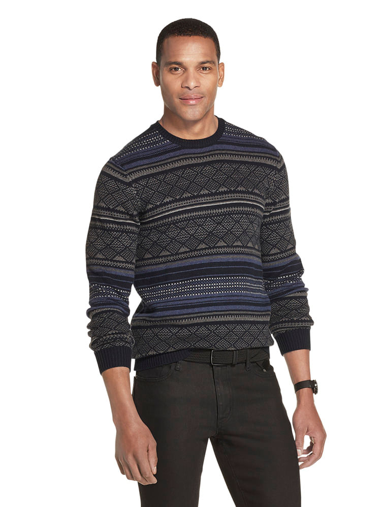 Suéter Jacquard Regular Masculino Azul Marinho  Van Heusen -  Van Heusen