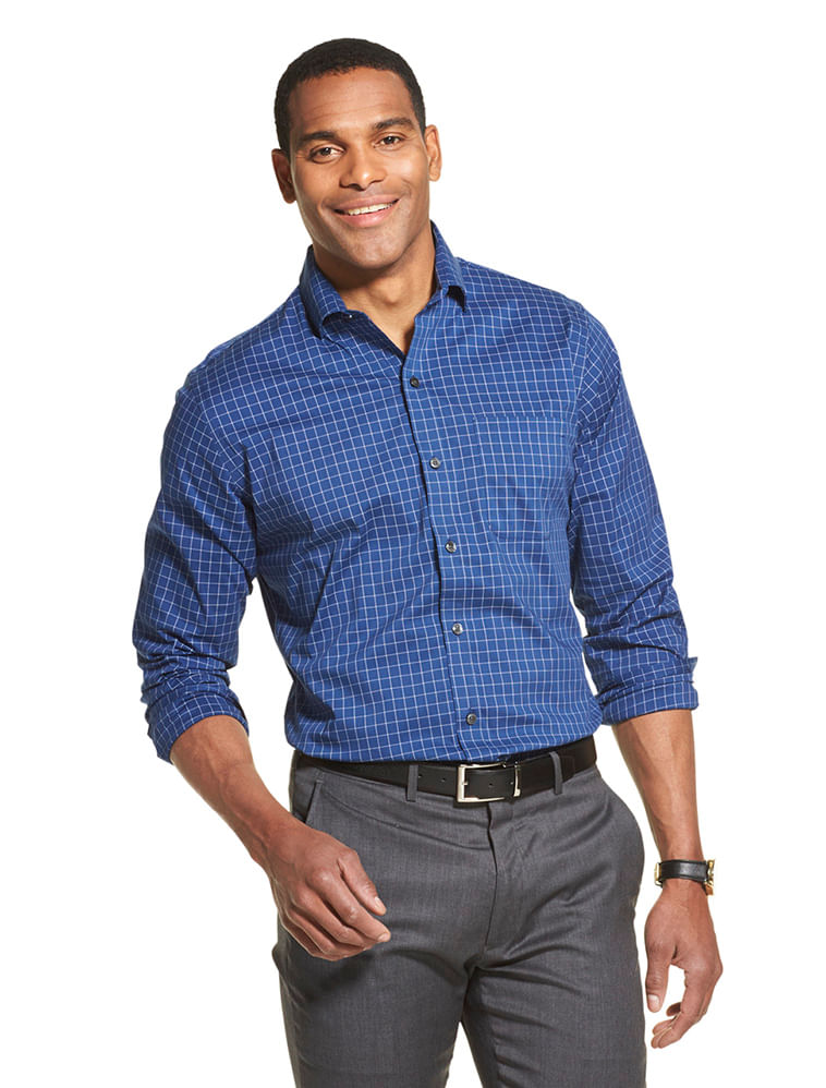 Camisa Traveller Xadrez Manga Longa Regular Masculino Azul  Van Heusen -  Van Heusen