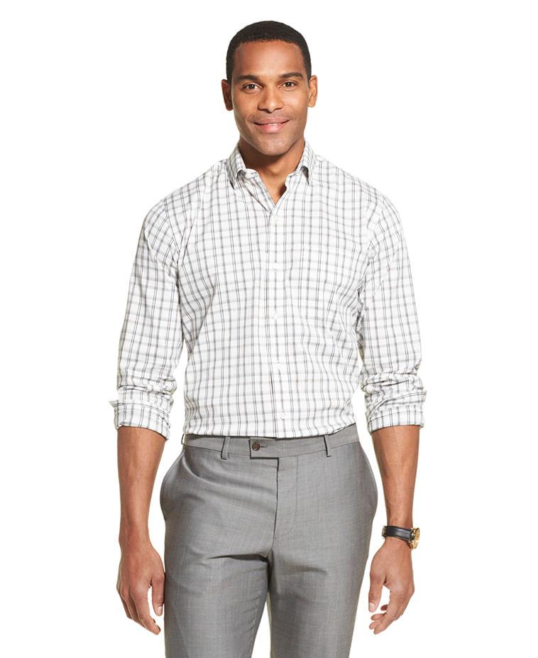 Camisa Traveller Xadrez Manga Longa Regular Masculino Branca  Van Heusen -  Van Heusen