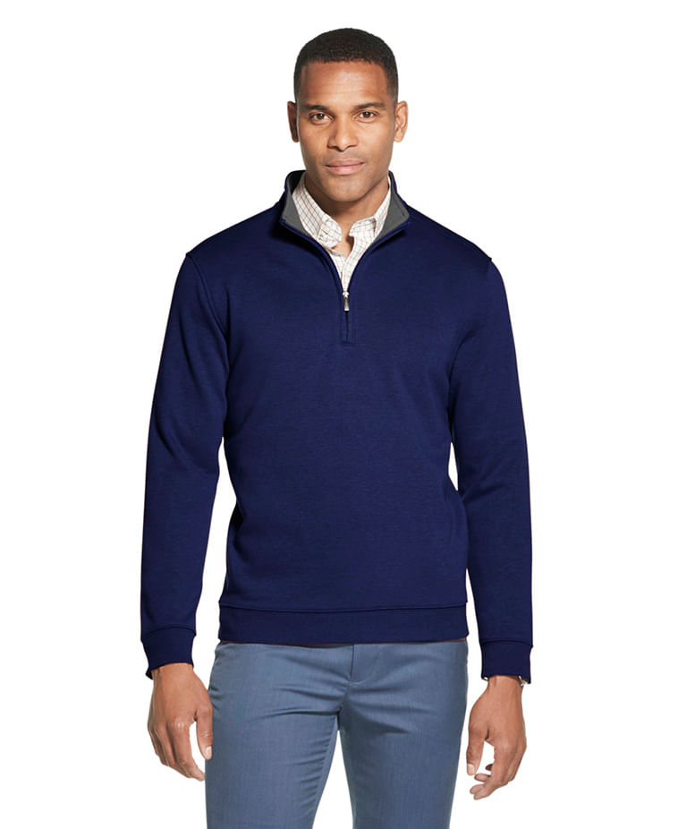 Suéter Tricot Meio Zíper Regular Masculino Azul Royal  Van Heusen -  Van Heusen