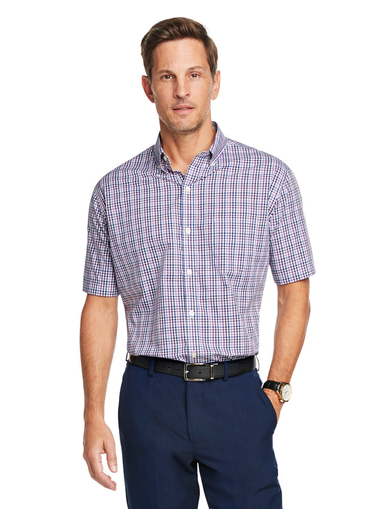 Camisa Xadrez Manga Curta Regular Masculino Lilás  Van Heusen -  Van Heusen
