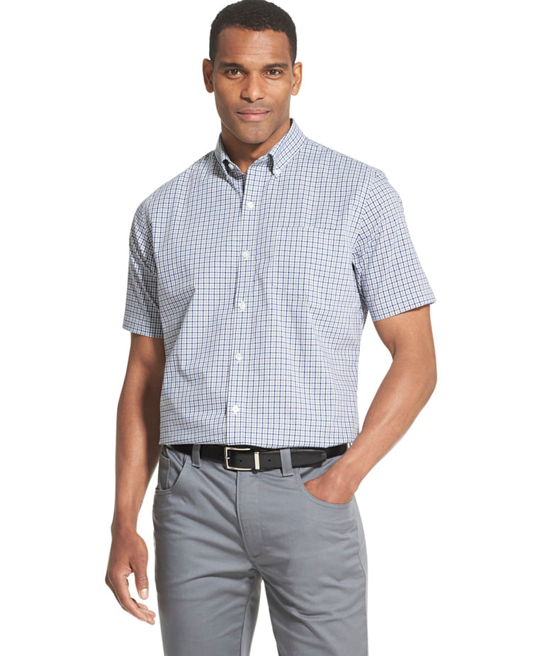 Camisa Xadrez Manga Curta Regular Masculino Azul  Van Heusen -  Van Heusen
