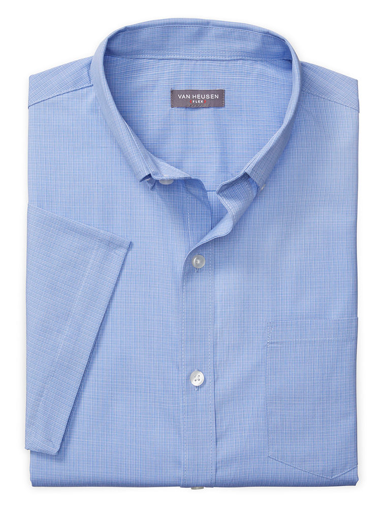 Camisa Texturizada Manga Curta Regular Masculino Azul  Van Heusen -  Van Heusen