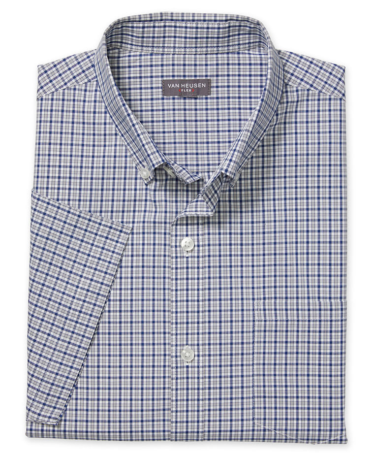 Camisa Xadrez Manga Curta Regular Masculino Azul  Van Heusen -  Van Heusen