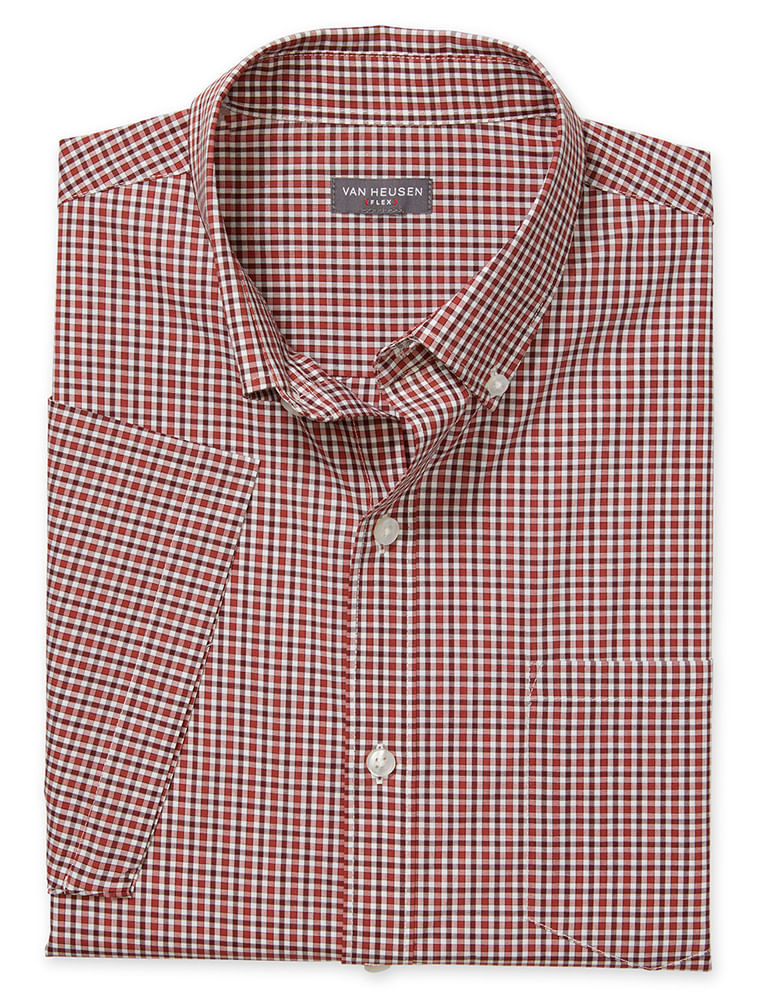 Camisa Xadrez Manga Curta Regular Masculino Vermlelha  Van Heusen -  Van Heusen