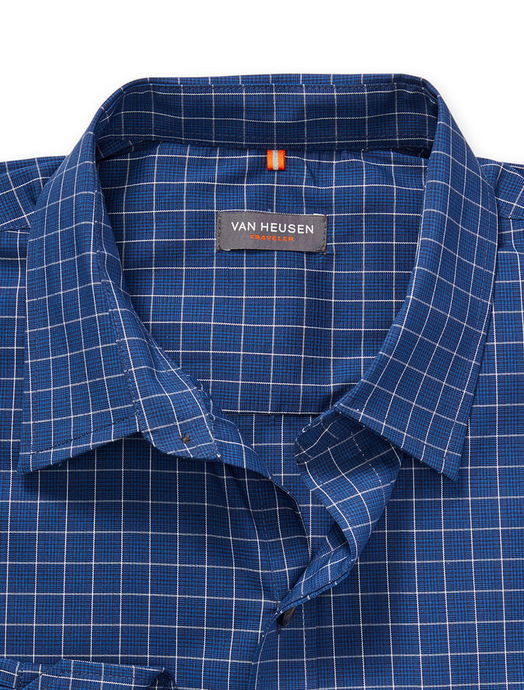 Camisa Traveller Xadrez Manga Longa Regular Masculino Azul  Van Heusen -  Van Heusen