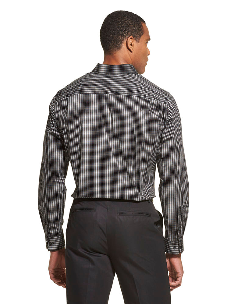 Camisa Traveller Xadrez Manga Longa Regular Masculino Preta  Van Heusen -  Van Heusen