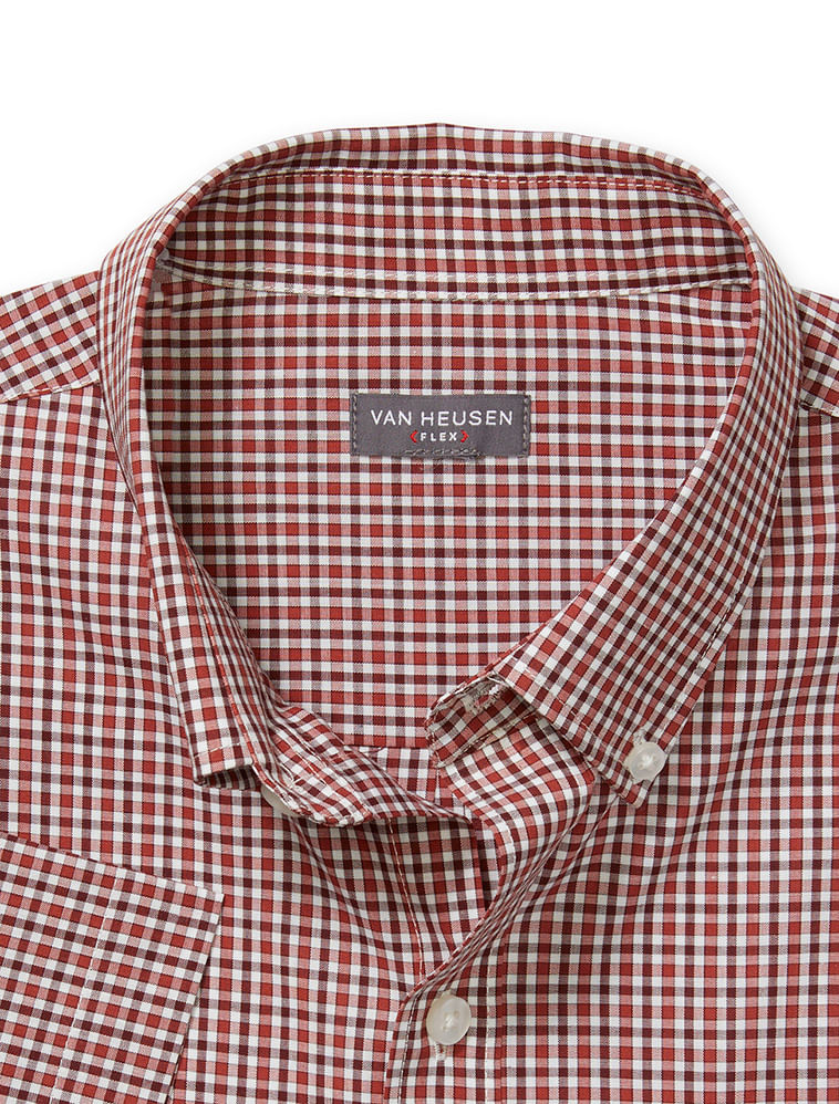 Camisa Xadrez Manga Curta Regular Masculino Vermlelha  Van Heusen -  Van Heusen