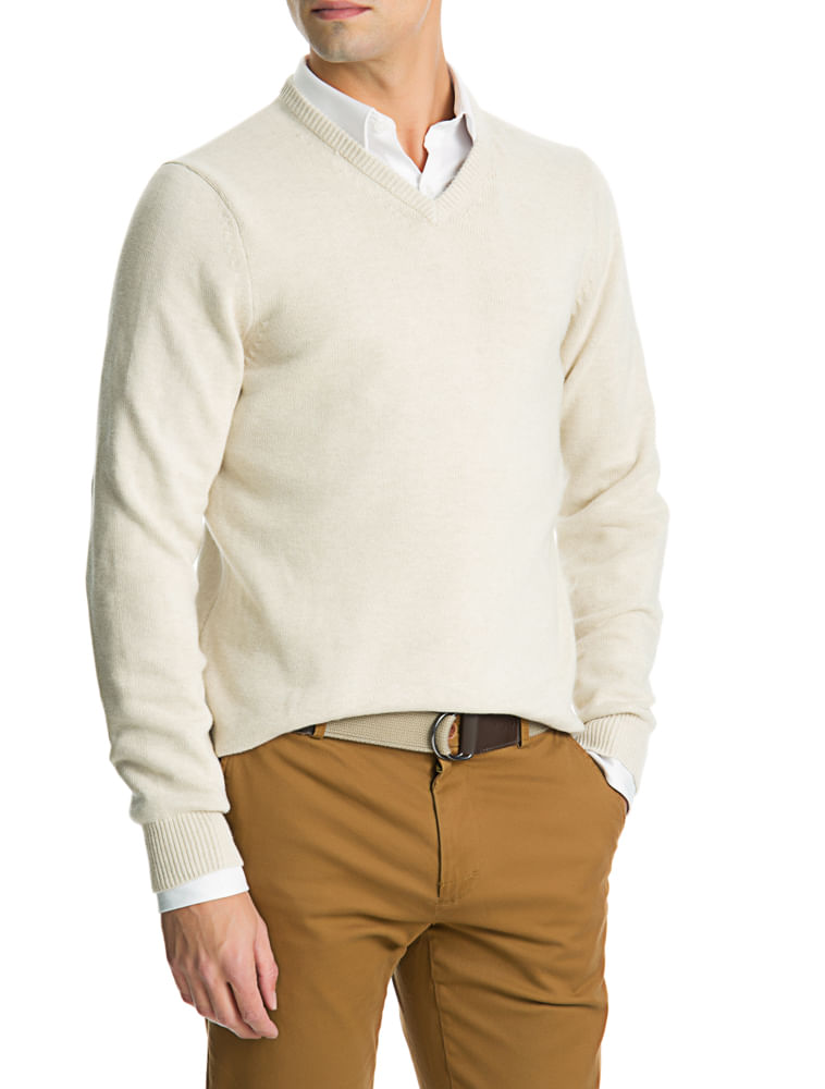 Suéter Tricot Básico Regular Masculino Areia Izod