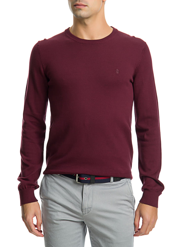 Suéter Tricot Básico Regular Masculino Bordô Izod