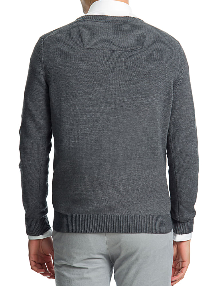 Suéter Tricot Básico Regular Masculino Cinza Grafite Izod