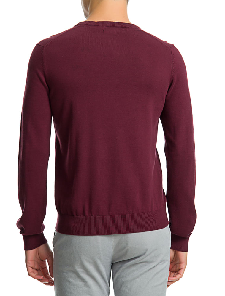 Suéter Tricot Básico Regular Masculino Bordô Izod