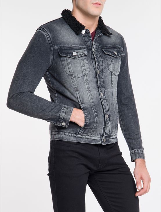 jaqueta masculina jeans preta