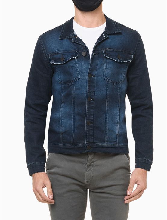 jaqueta jeans masculina azul escuro