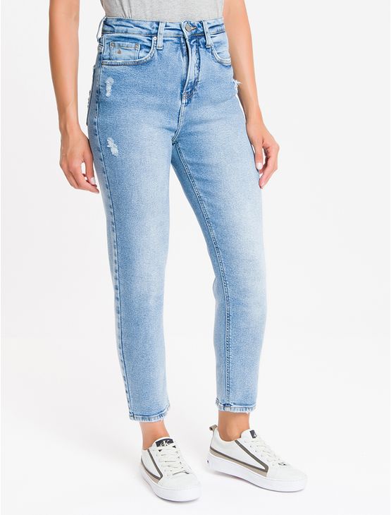 calça jeans cintura alta azul claro