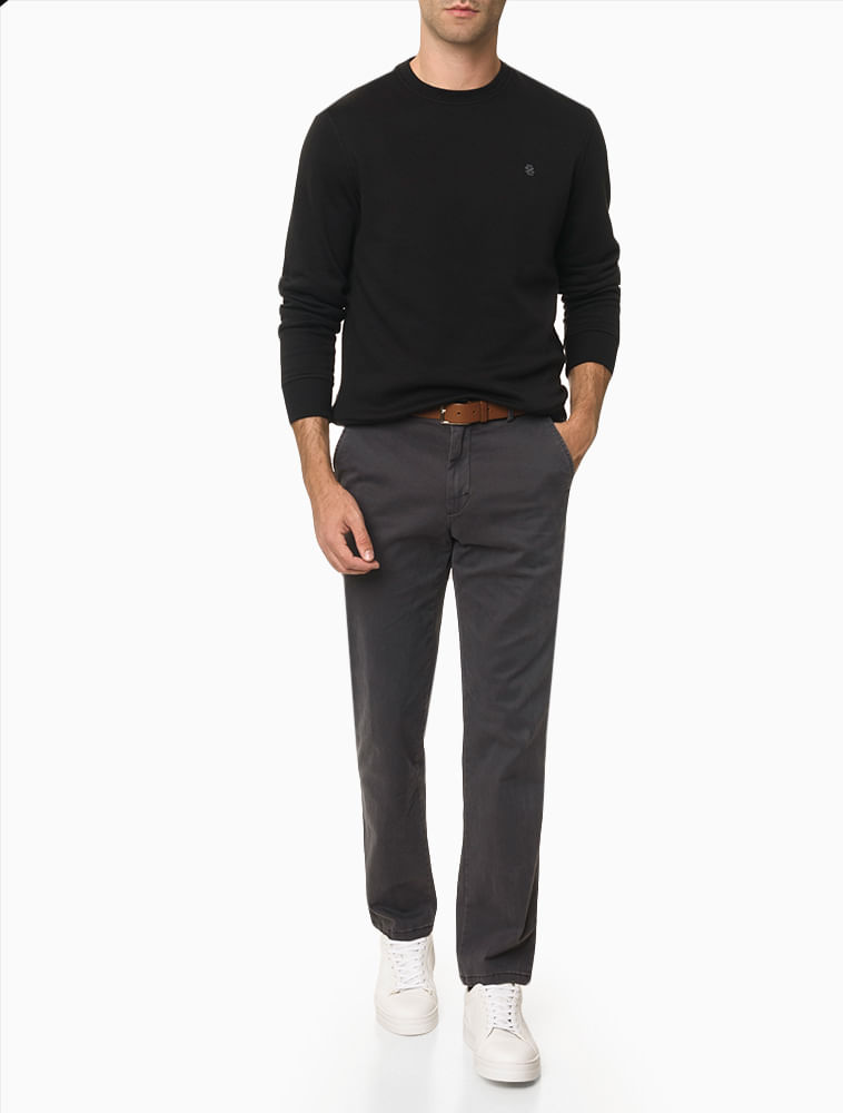 Moletom Manga Longa Masculino Preto Izod