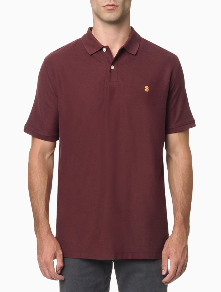 Polo Piquet Manga Curta Masculina Bordô Izod