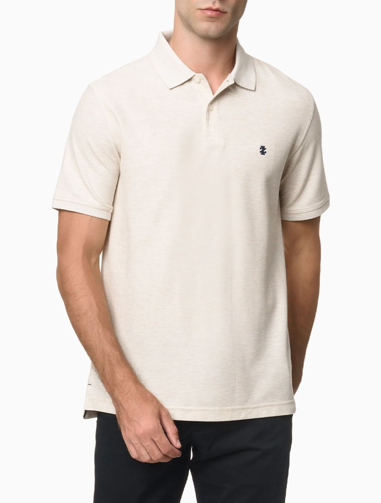 Polo Piquet Manga Curta Masculina Areia Izod