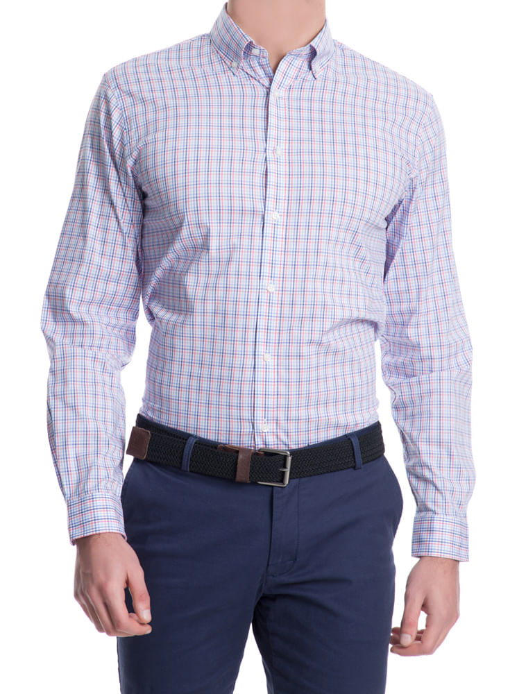 Camisa Xadrez Manga Longa Regular Masculino Amarelo Izod