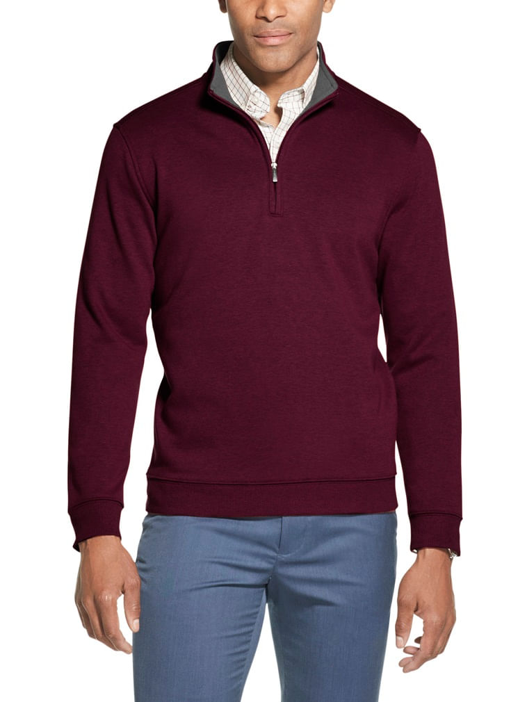 Suéter Tricot Meio Zíper Regular Masculino Bordô  Van Heusen -  Van Heusen