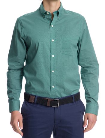 Camisa-Estampada-Manga-Longa-Slim-Masculino-Verde