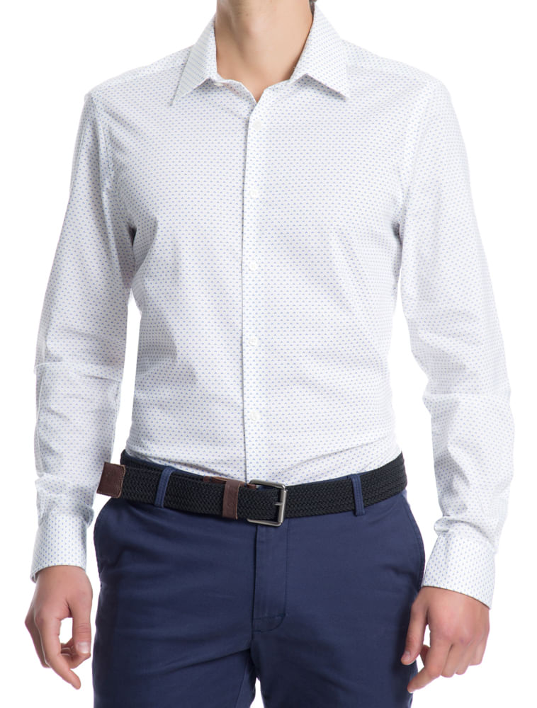 Camisa Estampada Manga Longa Regular Masculino Branca  Van Heusen -  Van Heusen