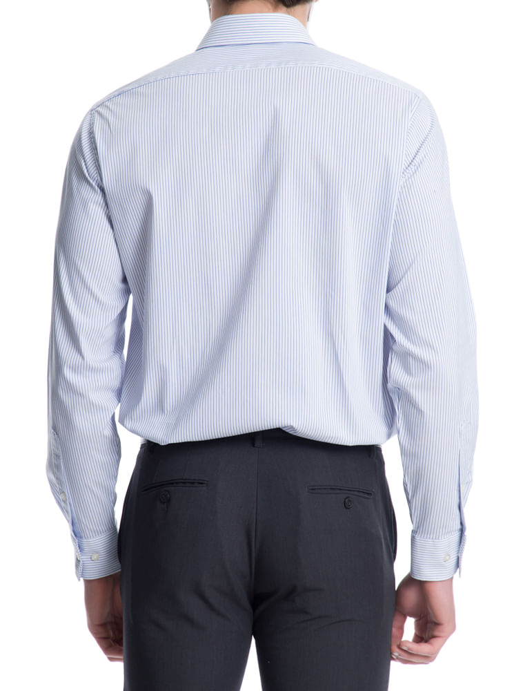 Camisa Traveller Listrada Manga Longa Regular Masculino Azul  Van Heusen -  Van Heusen