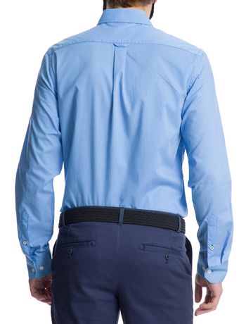 Camisa-Estampada-Manga-Longa-Slim-Masculino-Azul