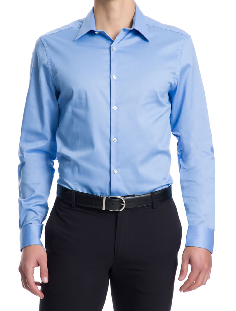 Camisa Manga Longa Slim Fit Van Heusen - Azul Escuro