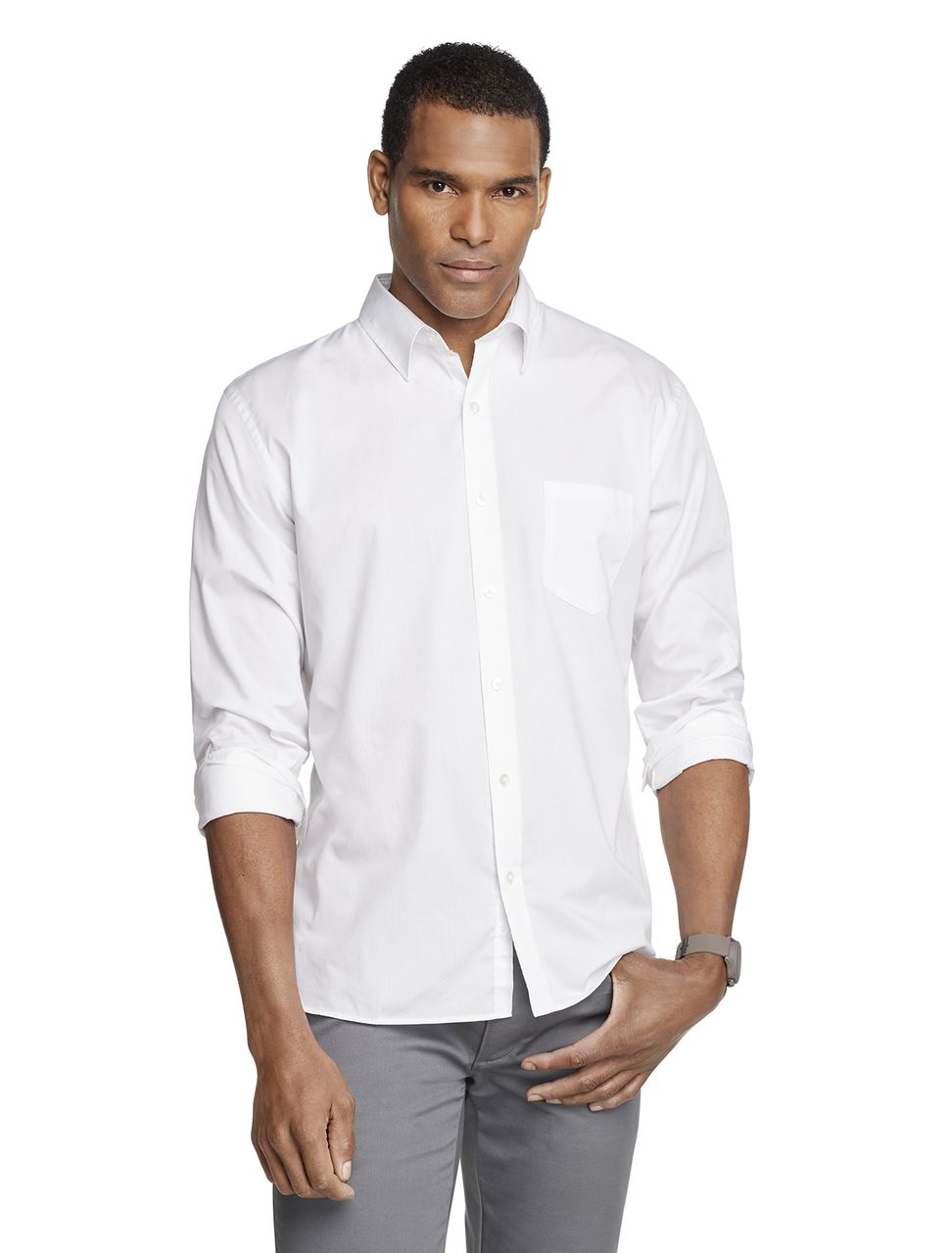 Camisa Manga Longa Slim Tricoline Básica Van Heusen - Branco