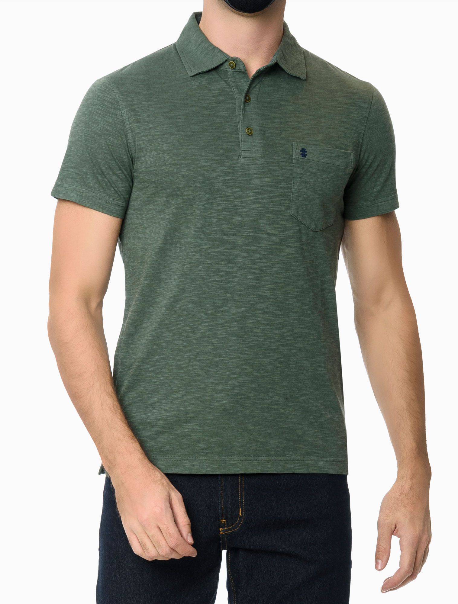 Polo Manga Curta Masculina Bolso Verde Izod
