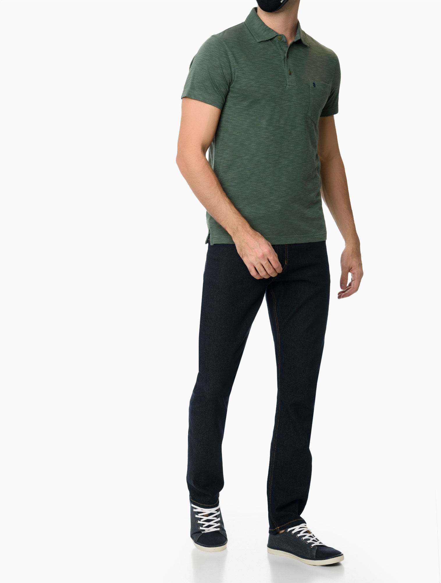 Polo Manga Curta Masculina Bolso Verde Izod