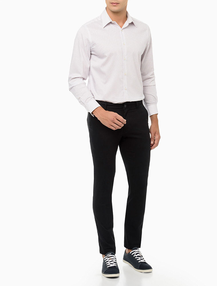 Camisa Slim Ml Mini Print Van Heusen