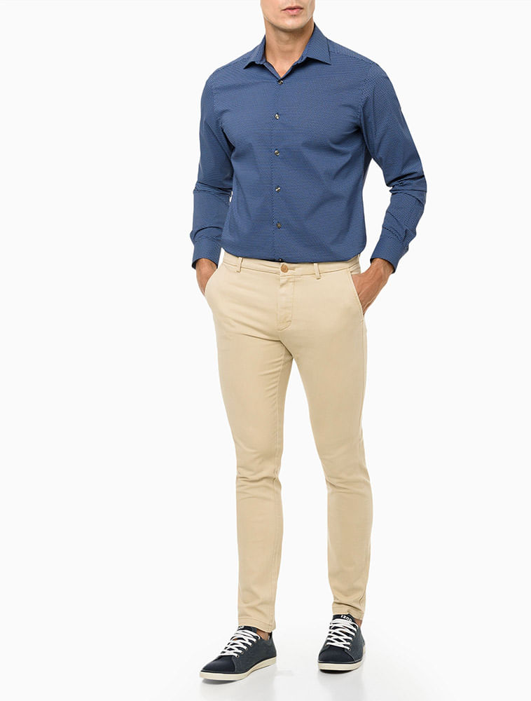 Camisa Slim Ml Mini Print Van Heusen