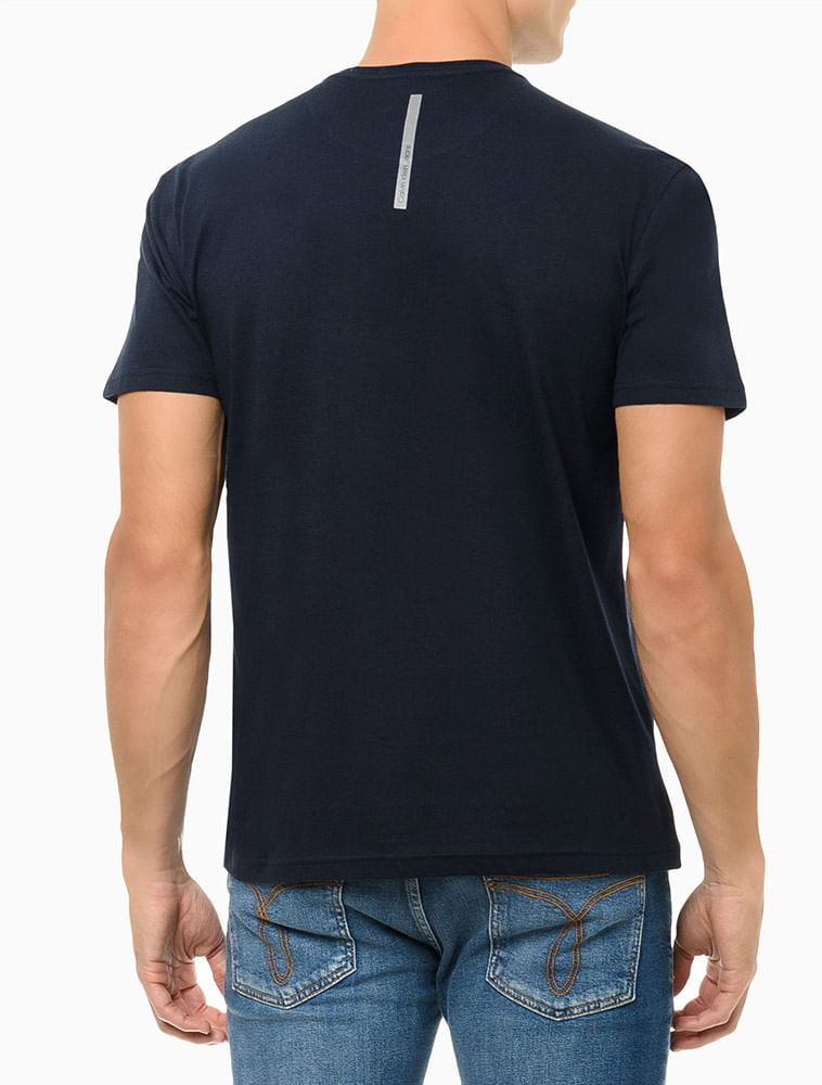 Camiseta Masculina Slim Estampada Logo Duplo Reissue Azul Marinho Calvin Klein Jeans