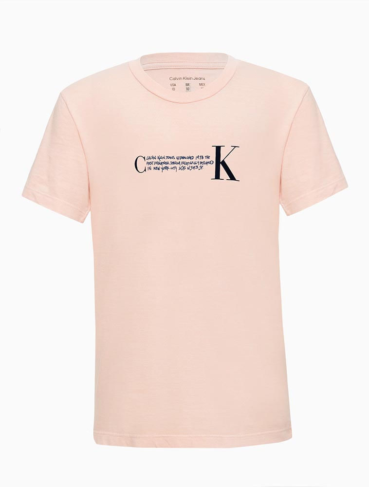 Camiseta Mc Reativo C Texto K  Calvin Klein Jeans -  Rosa Claro