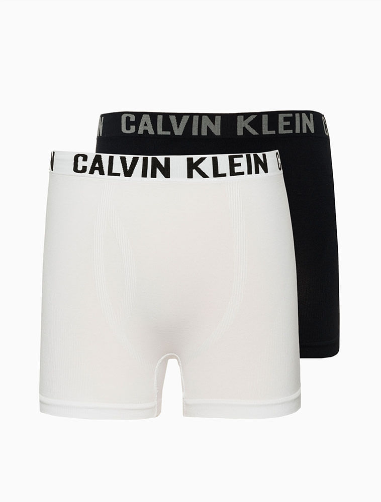 Kit 2 Underwear Trunk Sem Costura Microfibra Cueca Infantil Calvin Klein - Branco