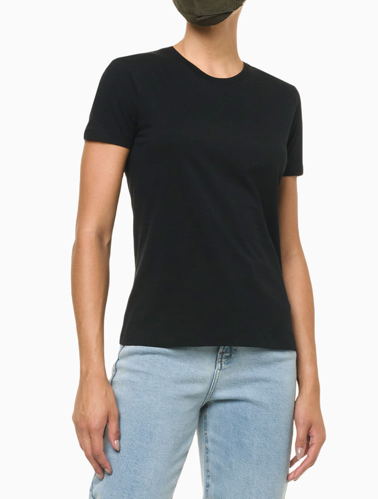 Blusa Feminina Essentials Estampa na Barra Calvin Klein Jeans - Preto