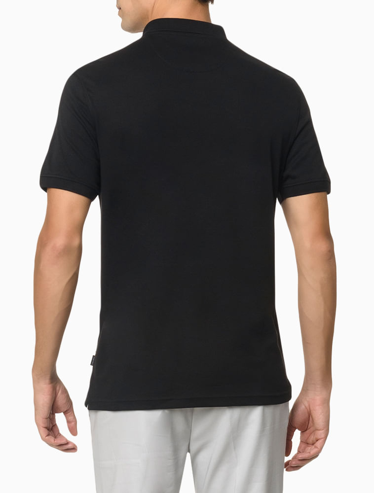 Camiseta Polo Masculina Básica Liquid Touch Calvin Klein - Preto