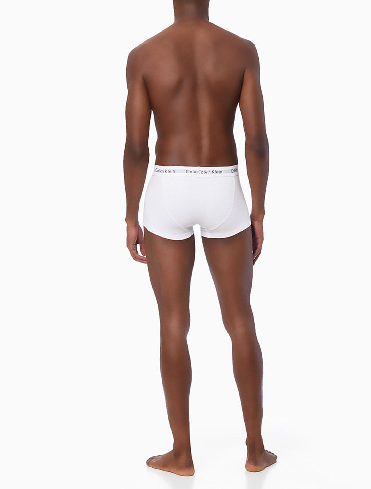 Kit 3 Underwear Trunk Classic Cintura Baixa com Elastano Cueca Calvin Klein - Branco