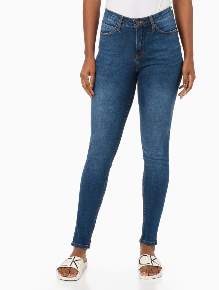 Calça Jeans 5-Pockets High Rise Skinny Calvin Klein Jeans - Azul Marinho