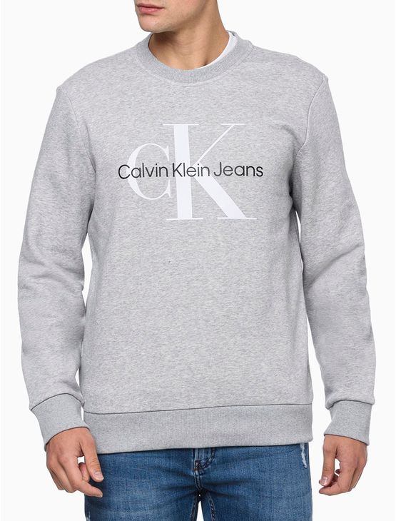 Casaco Masculino Moletom Gola Careca Calvin Klein Jeans - Mescla Casaco Masculino Moletom Gola Careca Calvin Klein Jeans Mescla m