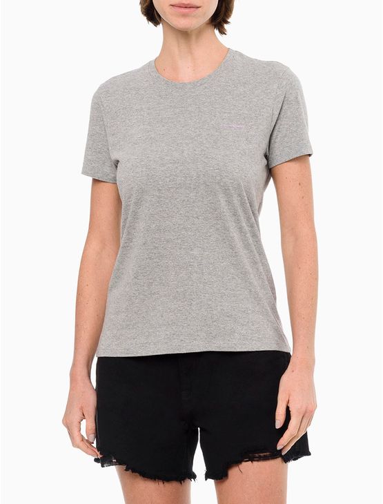 Camiseta Feminina Slim Estampa Mini Calvin Klein Jeans – Cinza Camiseta Feminina Slim Estampa Mini Calvin Klein Jeans Cinza p
