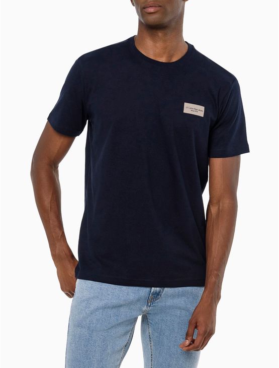 Camiseta Manga Curta Calvin Klein Jeans Masculina Logo Retângulo - Marinho Camiseta Manga Curta Calvin Klein Jeans Masculina Logo Retângulo Marinho Pp