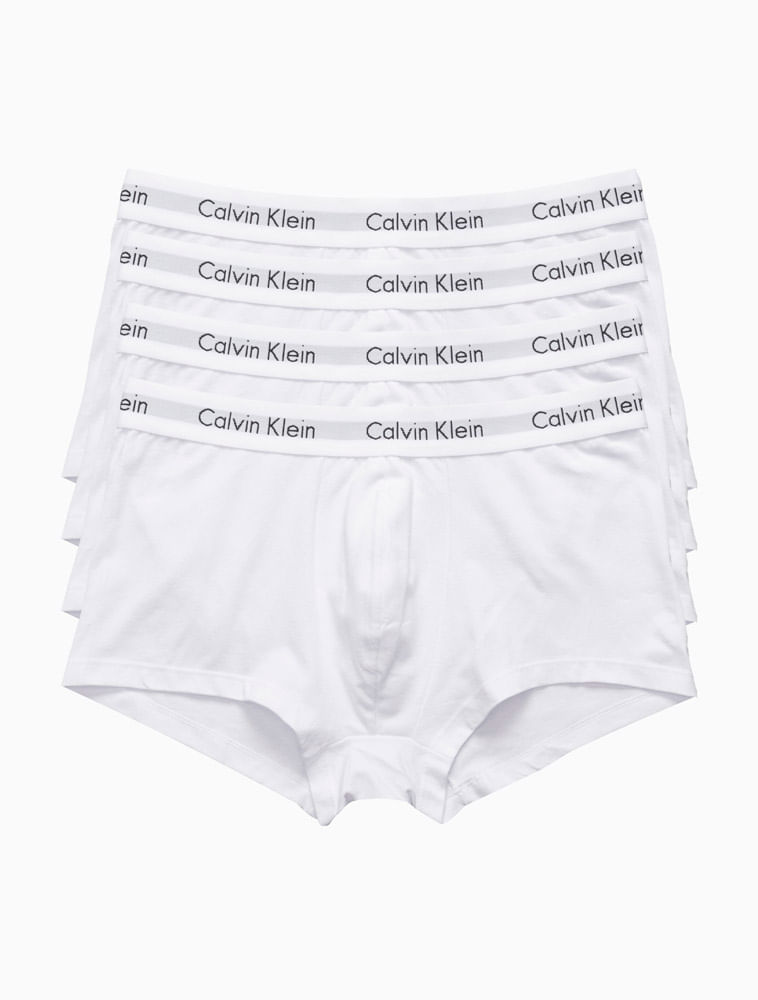 Kit 4 Underwear Trunk Classic Cintura Baixa Com Elastano Elástico Cueca Calvin Klein - Branco