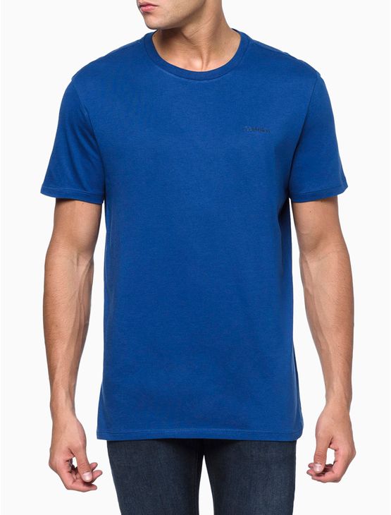 Camiseta Masculina Básica de Algodão Pima Calvin Klein – Azul Escuro Camiseta Masculina Básica de Algodão Pima Calvin Klein Azul Escuro g