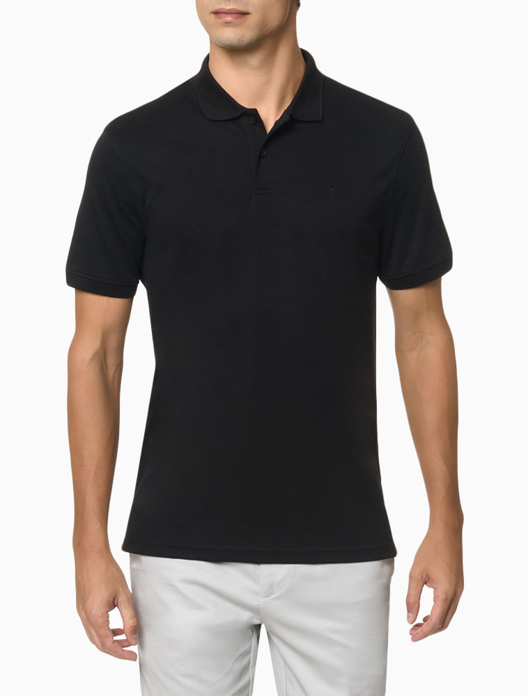 Camiseta Polo Masculina Básica Liquid Touch Calvin Klein - Preto