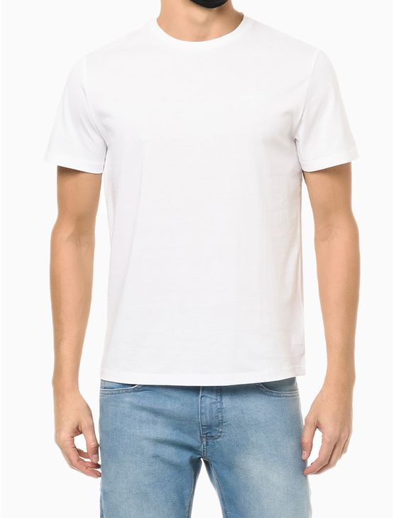 Camiseta Masculina Básica de Algodão Pima Calvin Klein - Branca Camiseta Masculina Básica de Algodão Pima Calvin Klein Branca Gg