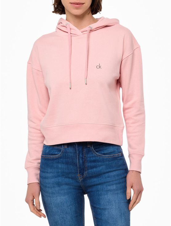 Blusa Feminina Moletom Cropped Reissue Calvin Klein Jeans - Rosa Claro Blusa Feminina Moletom Cropped Reissue Calvin Klein Jeans Rosa Claro Pp